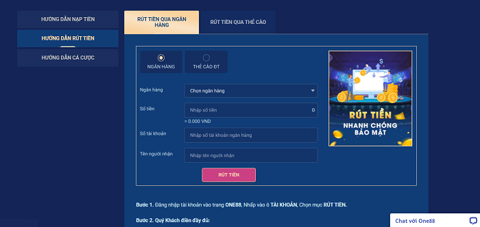 Nhà cái hỗ trợ rút tiền nhanh chóng, an toàn