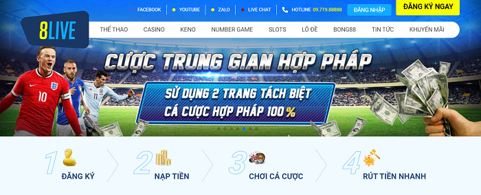 Giao diện sống động của 8Live