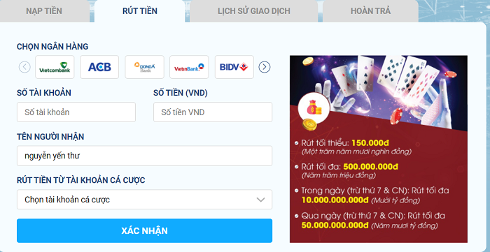 Rút tiền an toàn trên nhà cái 8Live