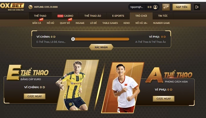 Nhà cái Oxbet uy tín hàng đầu Châu Âu