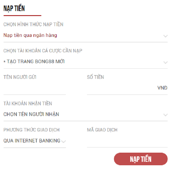 Phương thức nạp tiền trên Mibet