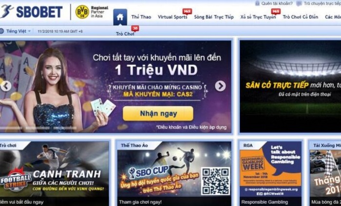 Giao diện bắt mắt của nhà cái Sbobet