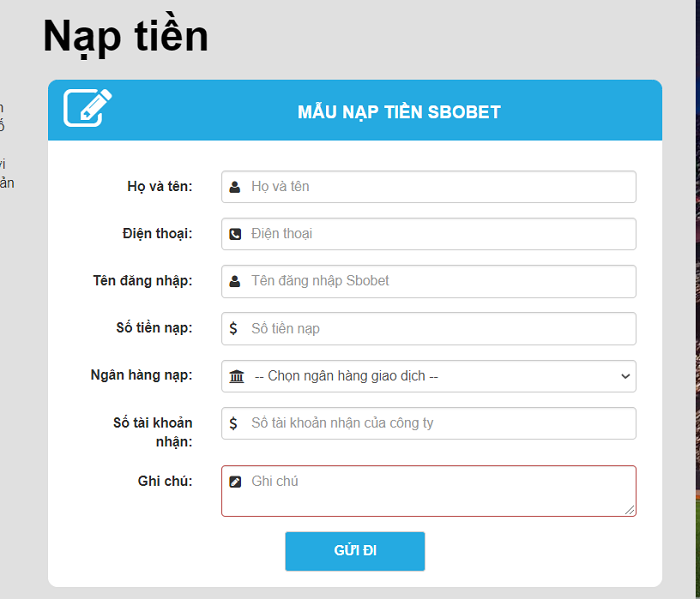 Cách thức nạp tiền đơn giản trên Sbobet