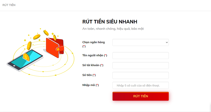 Rút tiền dễ dàng, an toàn và nhanh chóng