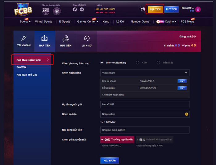 Nạp tiền dễ dàng, nhanh chóng với nhiều hình thức lựa chọn