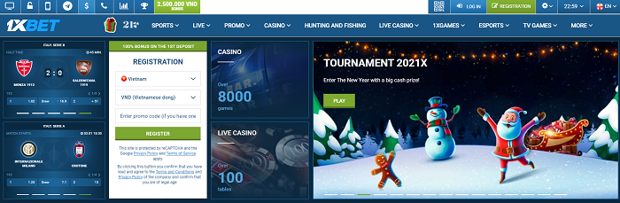 Giao diện trang chủ nhà cái 1XBet