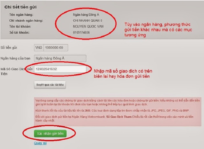 Nạp tiền đơn giản, nhanh chóng