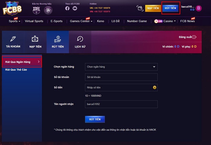 Giao dịch rút tiền luôn đảm bảo an toàn