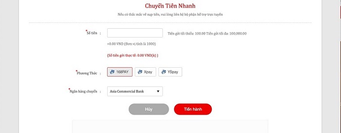 Nạp tiền nhanh chóng