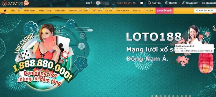 Giao diện tinh tế của Loto188
