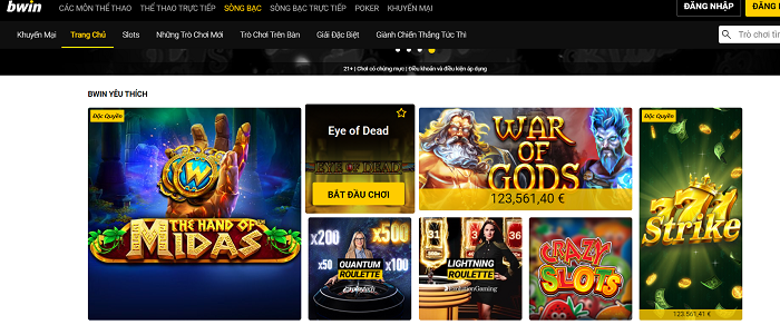Bwin có kho trò chơi khổng lồ
