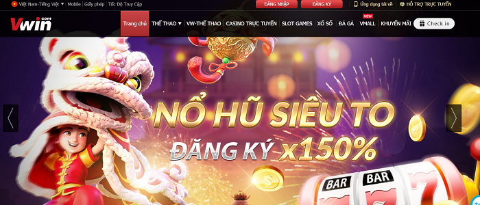 Giao diện ấn tượng của Vwin