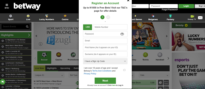 Đăng ký tài khoản Betway nhanh chóng