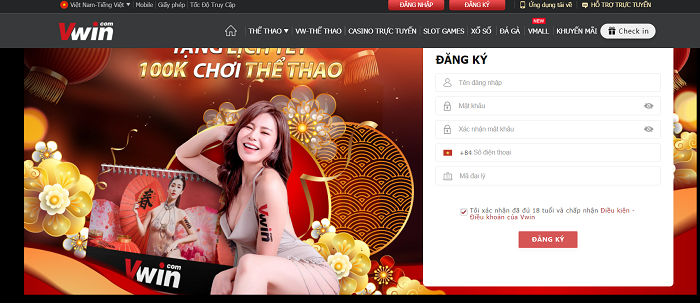 Đăng ký tài khoản Vwin