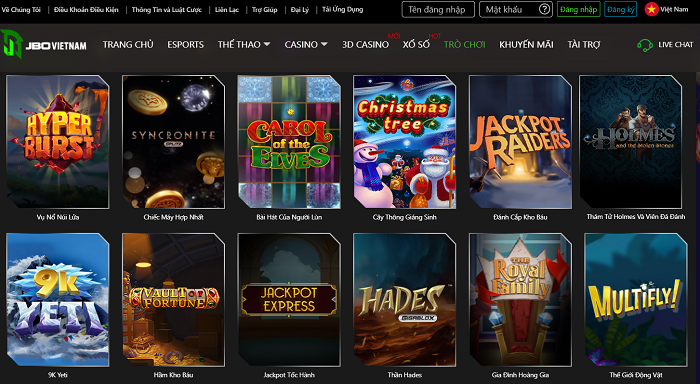 JBO đa dạng các sản phẩm cá cược hấp dẫn