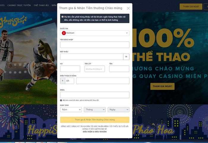 Đăng ký tài khoản HappiStar dễ dàng