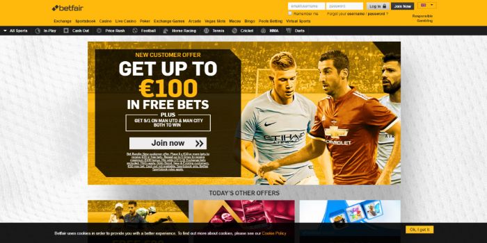 Betfair có giao diện đơn giản