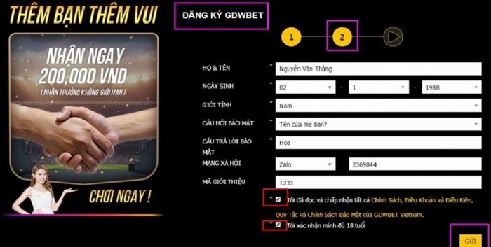 Đăng ký GDWBET dễ dàng, tiện lợi