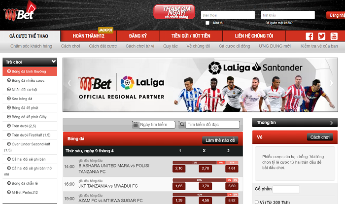 Giao diện nhà cái M-Bet