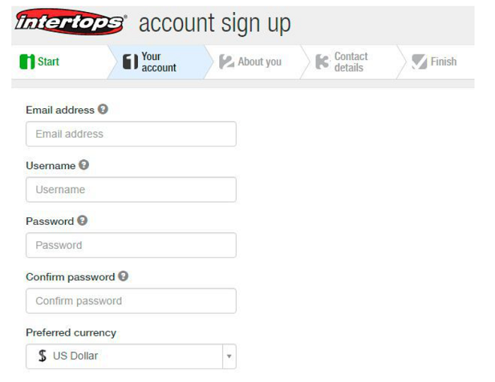 Đăng ký tài khoản Intertops