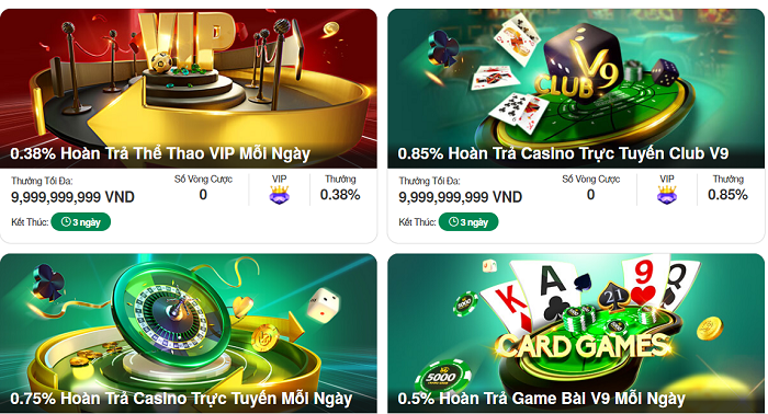 Khuyến mãi hoàn trả hấp dẫn V9Bet