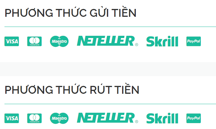 Các phương thức thanh toán trên Novibet