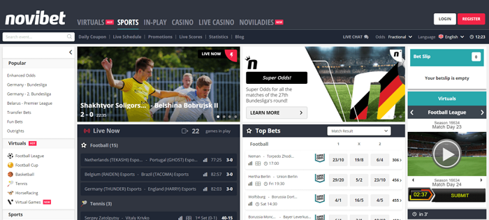 Giao diện nhà cái Novibet