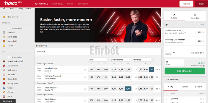 Giao diện nhà cái Tipico