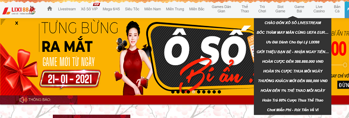 Lixi88 có hàng loạt ưu đãi tuyệt vời