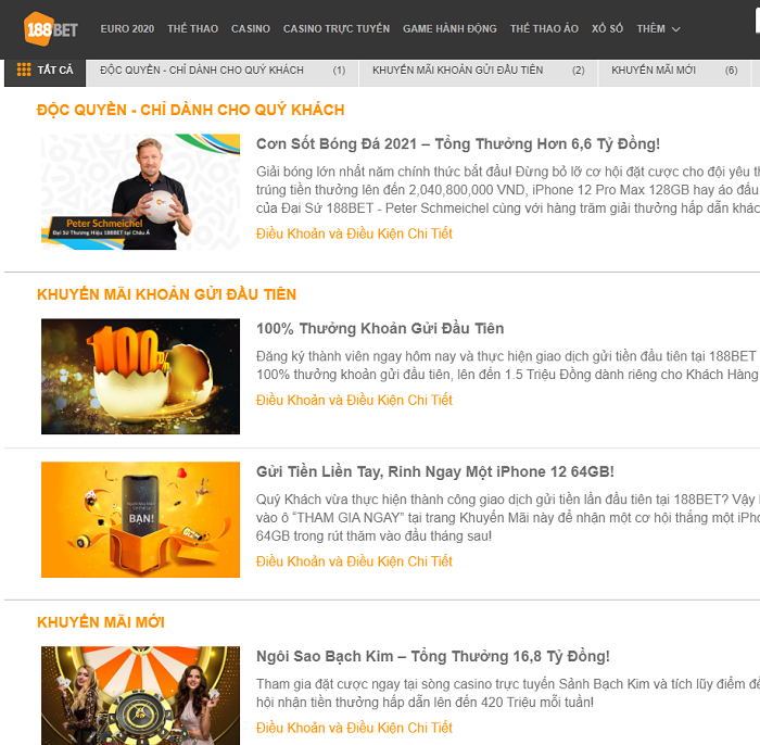 Khuyến mãi trên 188bet