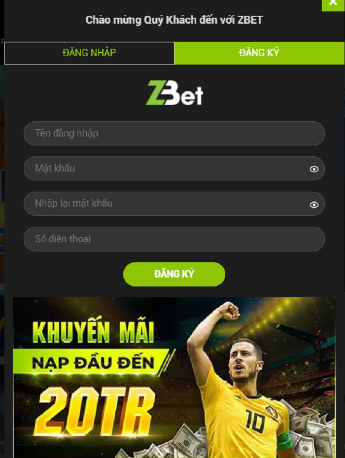 Cách đăng ký tài khoản Zbet