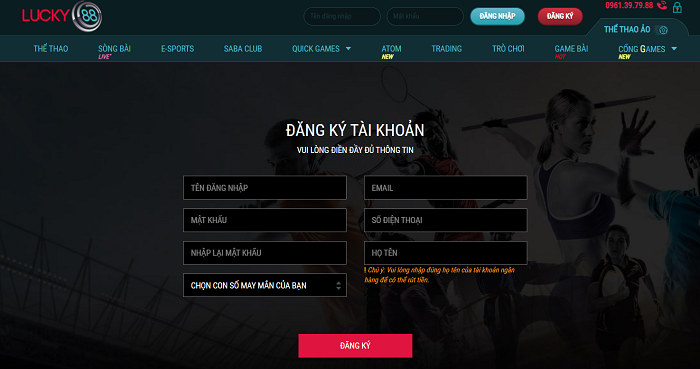 Đăng ký tài khoản Lucky88