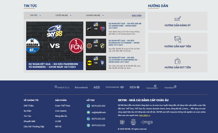 Sky88 liên kết với nhiều ngân hàng