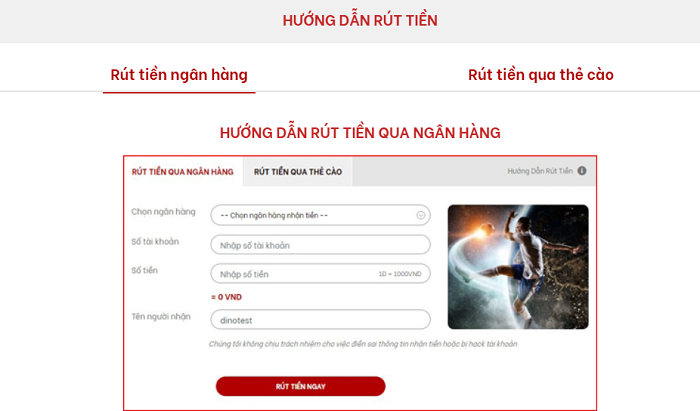 Rút tiền tại Red88