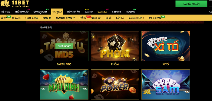 Nhiều trò chơi hấp dẫn tại 11bet
