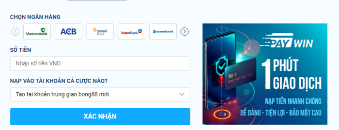 8Live liên kết với nhiều ngân hàng lớn