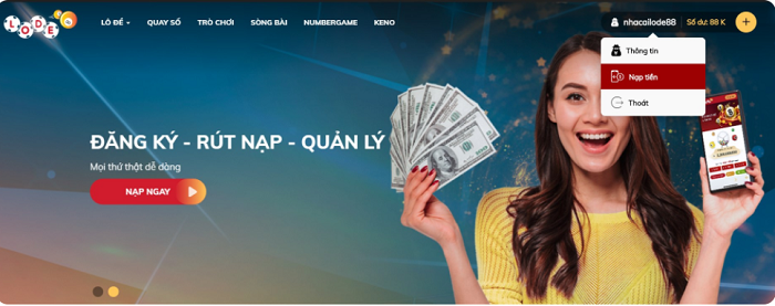 Nạp tiền dễ dàng tại Lode88