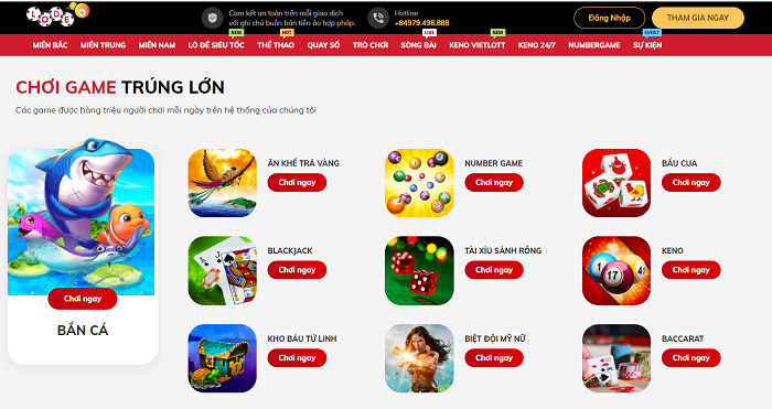 Nhiều trò chơi hấp dẫn tại Lode88