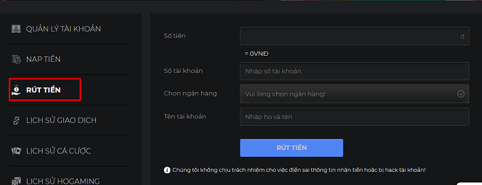 Rút tiền đơn giản tại Fabet