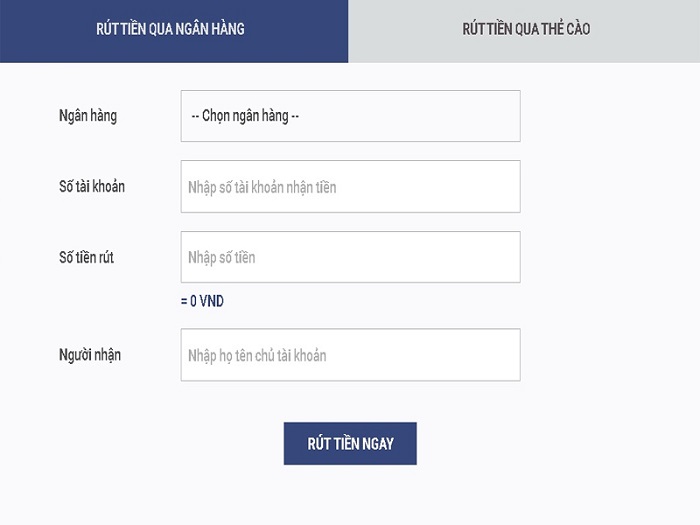 Rút tiền qua ngân hàng