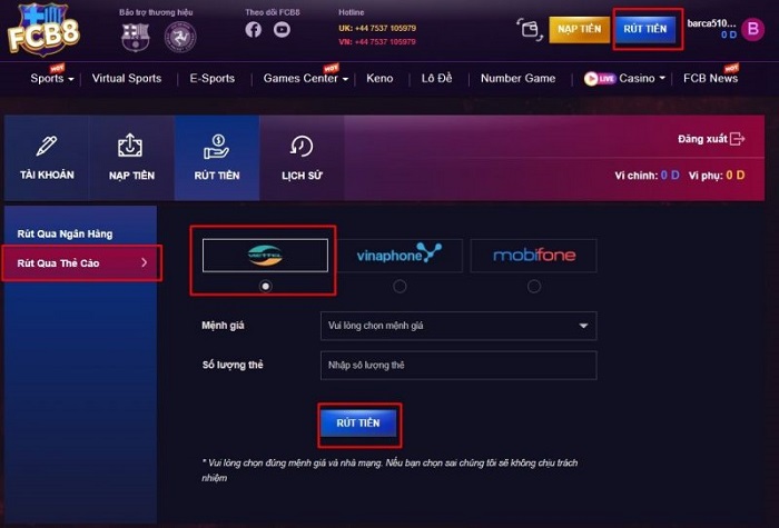 Hướng dẫn rút tiền về tài khoản