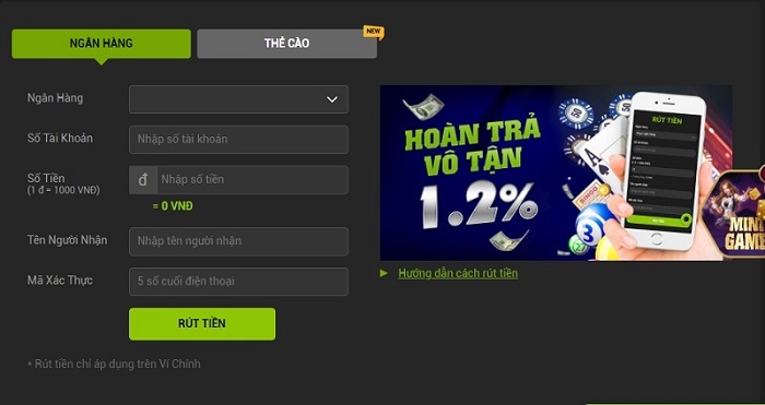 Rút tiền ngân hàng Zbet