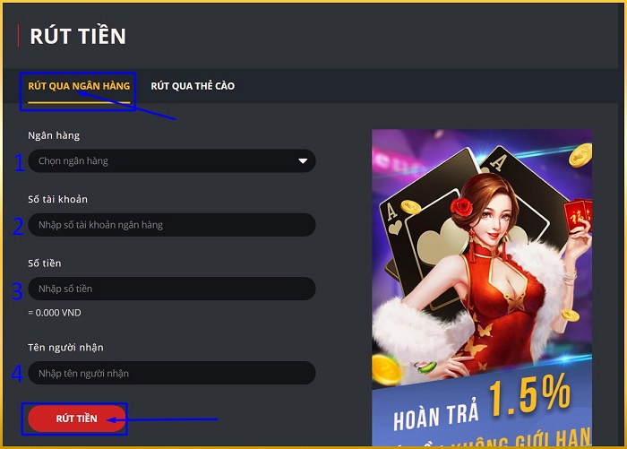 Dabet hỗ trợ người chơi rút tiền nhanh chóng