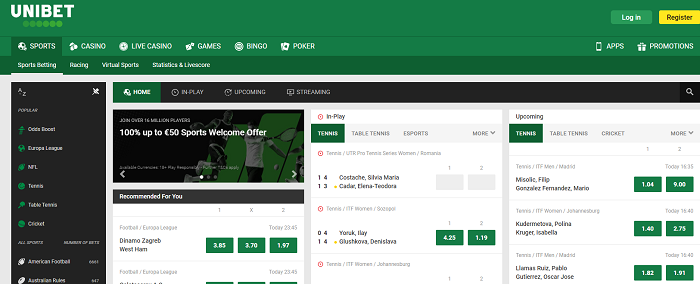 Unibet cung cấp tỷ lệ kèo cược rõ ràng