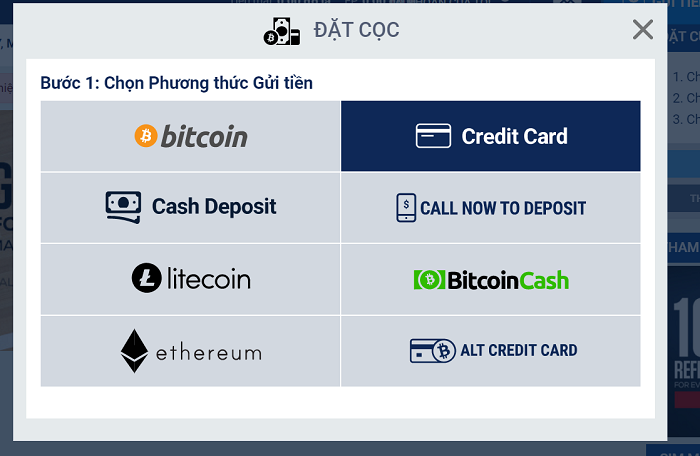 Các ví điện tử của Betus