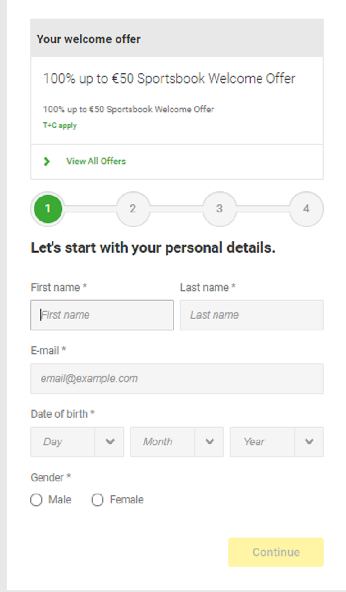 Đăng ký tài khoản Unibet