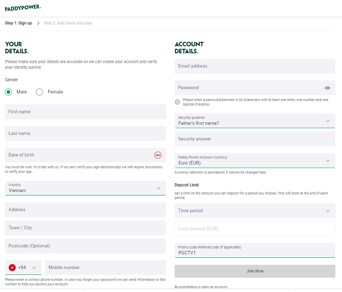Cung cấp thông tin chính xác để đăng ký tài khoản