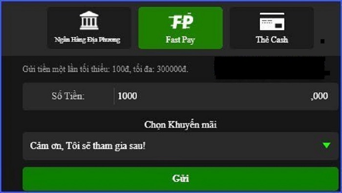 Người chơi có thể lựa chọn phương thức nạp tiền phù hợp