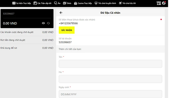 Giao diện rút tiền đơn giản