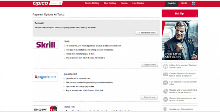 Thanh toán trên Tipico